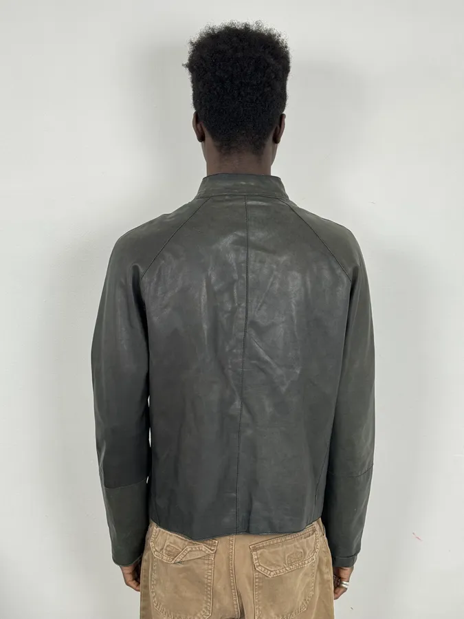 AW2006 Emporio Armani Biker Eroded Leather Jacket - Image 3