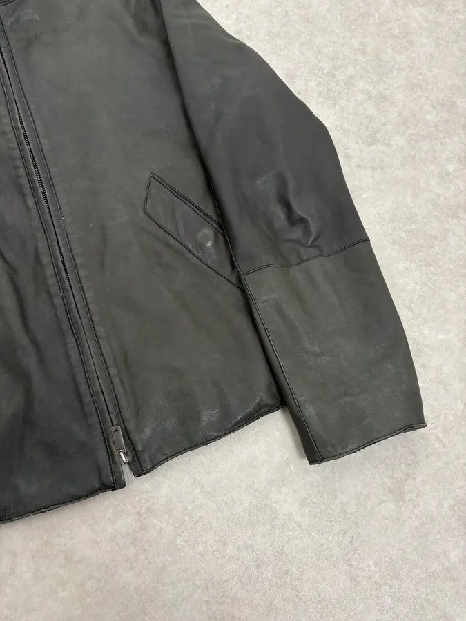 AW2006 Emporio Armani Biker Eroded Leather Jacket - Image 8