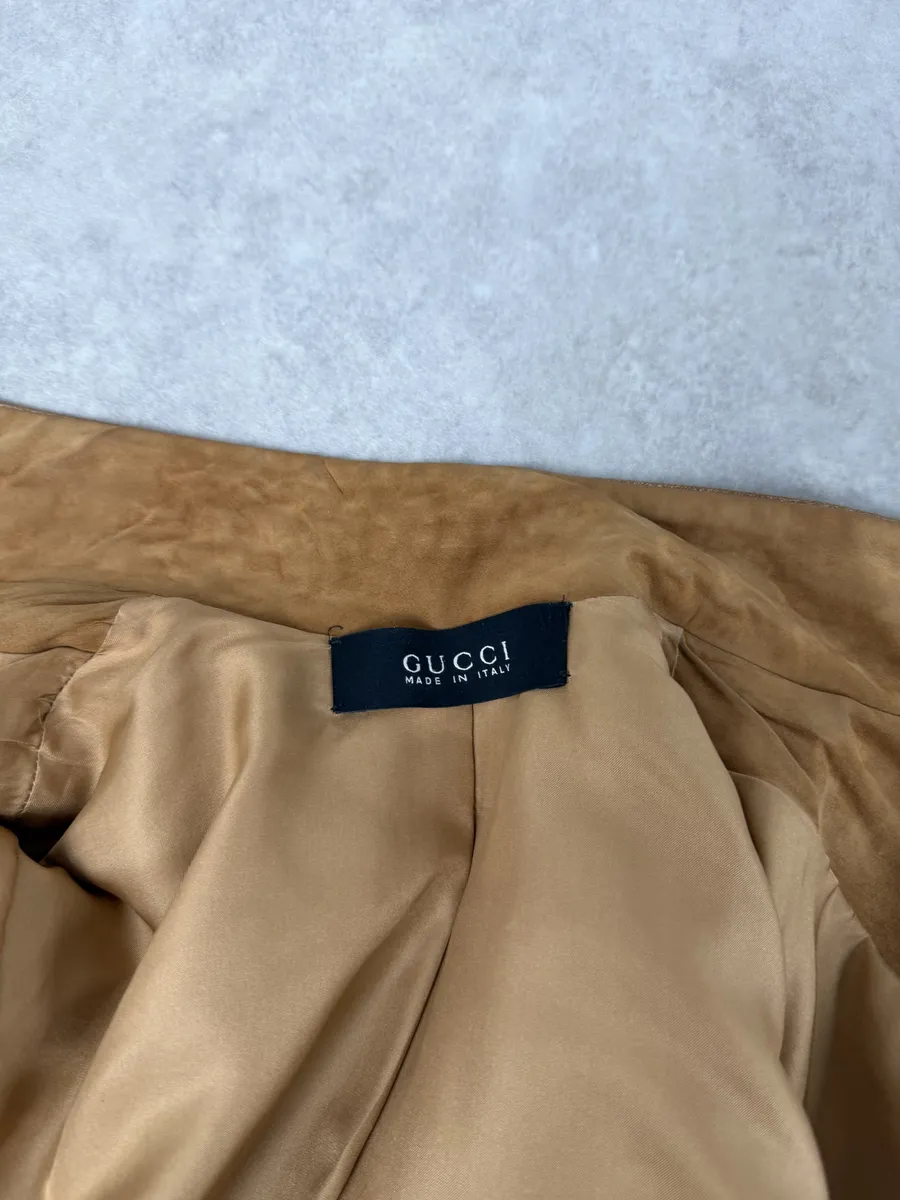 AW2006 Gucci Beige Suede Studded Leather Jacket by Frida Giannini - Image 13