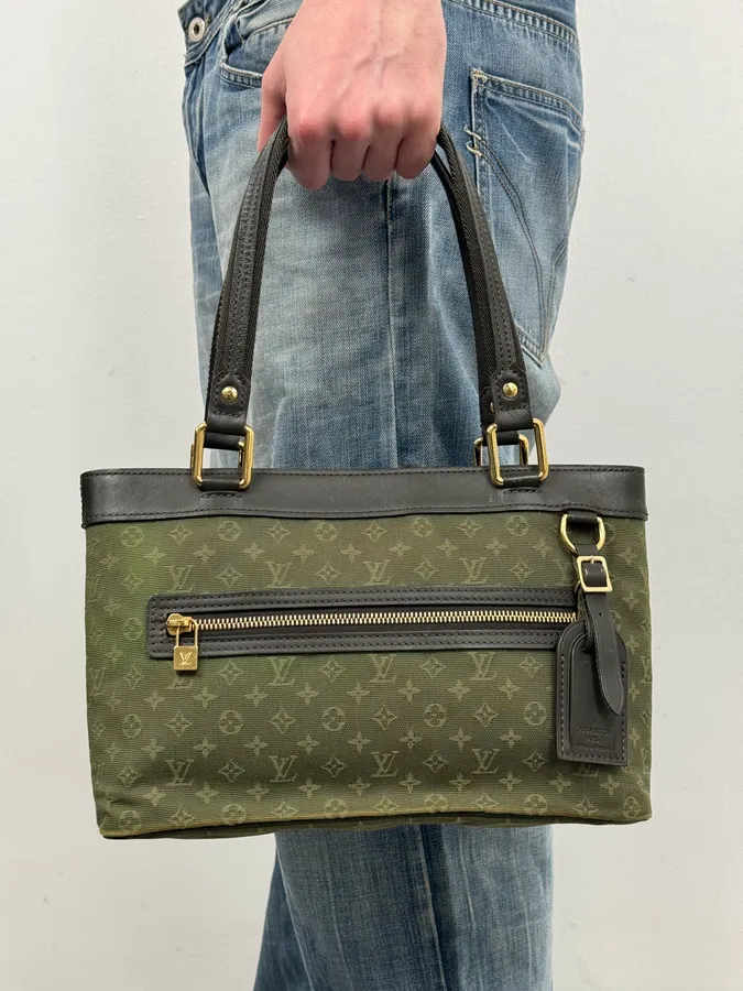 AW2006 Louis Vuitton Khaki Green Monogram Lin Tote Bag - Image 2