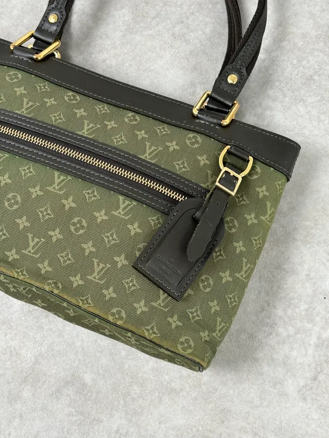 AW2006 Louis Vuitton Khaki Green Monogram Lin Tote Bag - Image 4