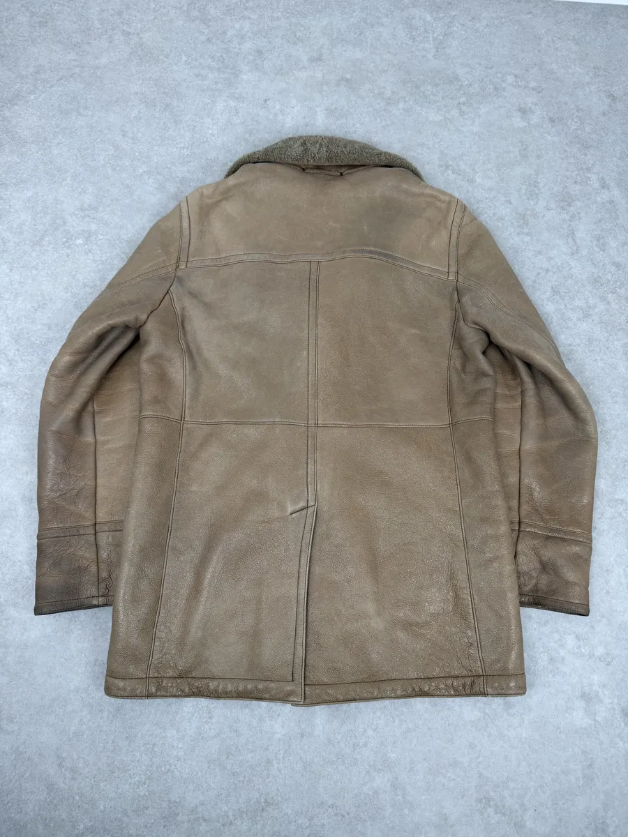 AW2006 Prada Beige Shealing Double Breasted Leather Coat - Image 2