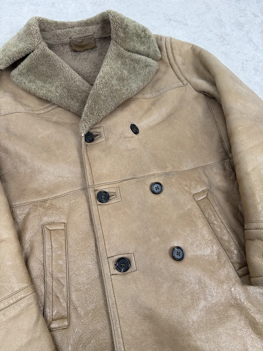 AW2006 Prada Beige Shealing Double Breasted Leather Coat - Image 6
