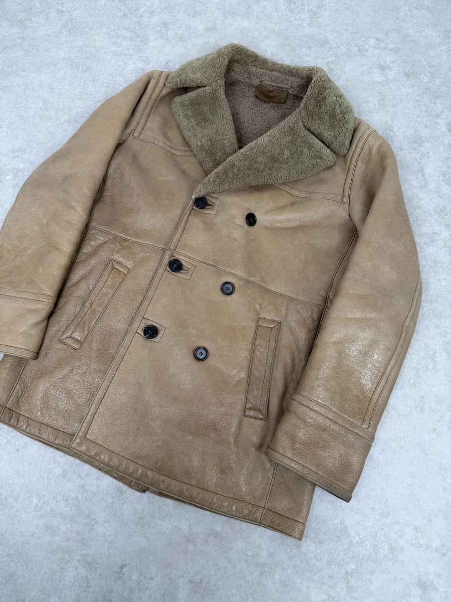 AW2006 Prada Beige Shealing Double Breasted Leather Coat - Image 7