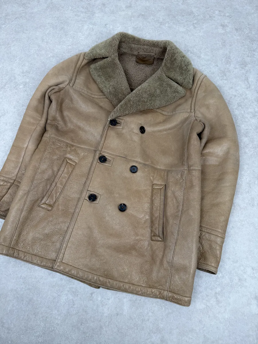 AW2006 Prada Beige Shealing Double Breasted Leather Coat - Image 8