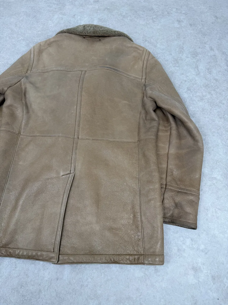 AW2006 Prada Beige Shealing Double Breasted Leather Coat - Image 9