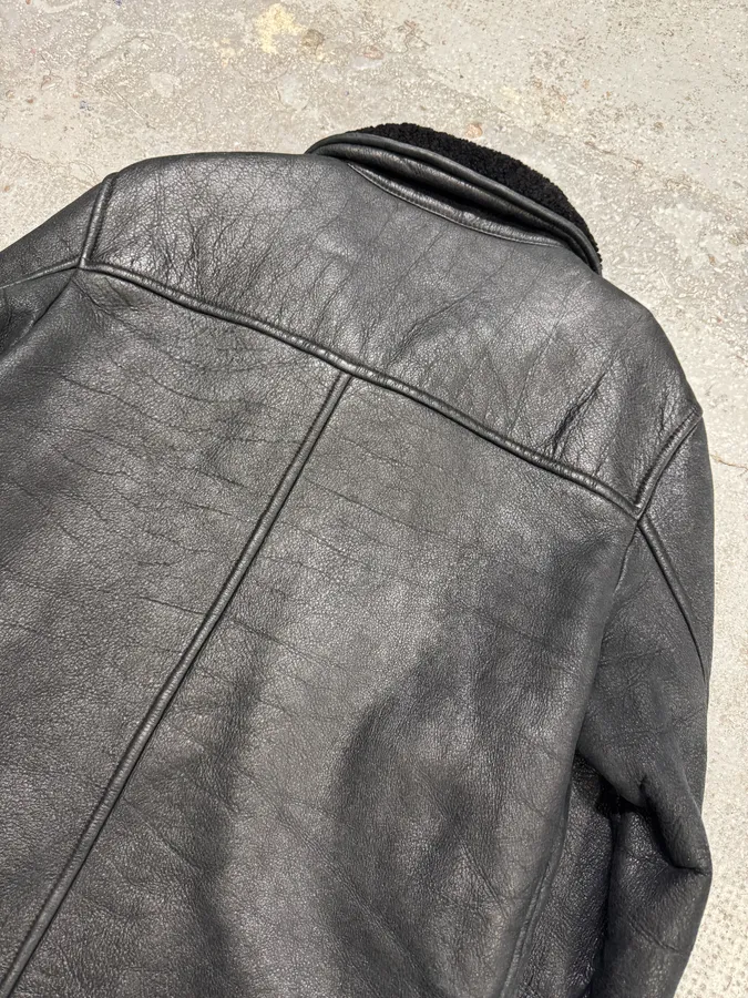 AW2006 Prada Black Shearling Lambskin Leather Jacket - Image 6