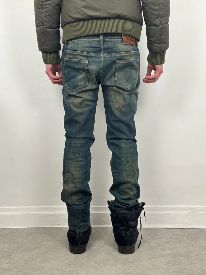 AW2006 Prada Blue Faded Tapered Denim Jeans - Image 4