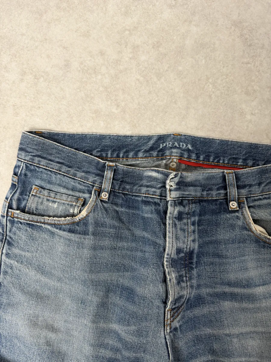 AW2006 Prada Classic Fit Blue Fade Denim Jeans - Image 8
