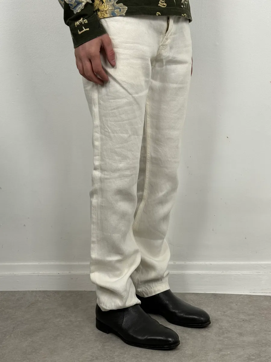 AW2006 Prada Classic Fit White Denim Jeans - Image 3