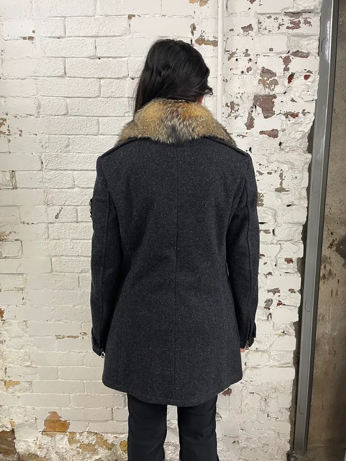 AW2006 Prada Pins Fur Collar Black Wool Jacket - Image 4