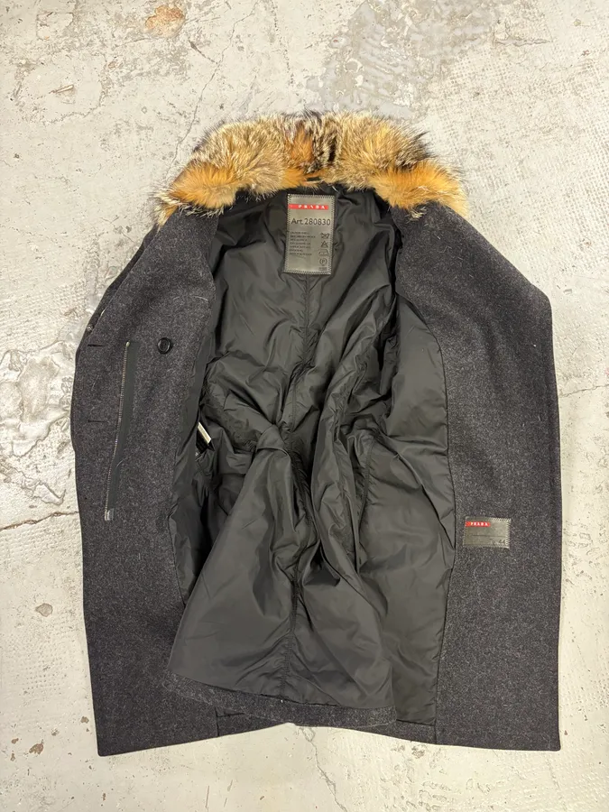 AW2006 Prada Pins Fur Collar Black Wool Jacket - Image 8