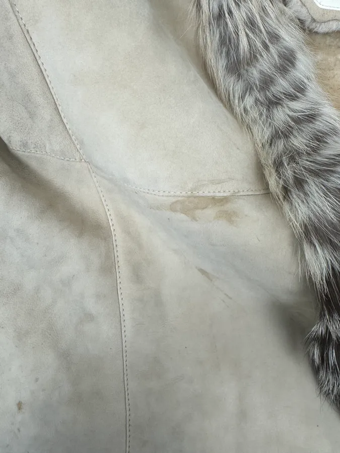AW2006 Roberto Cavalli Fox Fur Collar Beige Leather Coat - Image 10