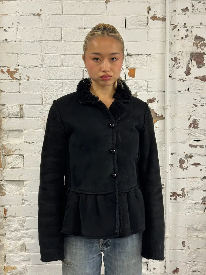 AW2006 Yves Saint Laurent Black Shearling Buttoned Jacket - Image 2