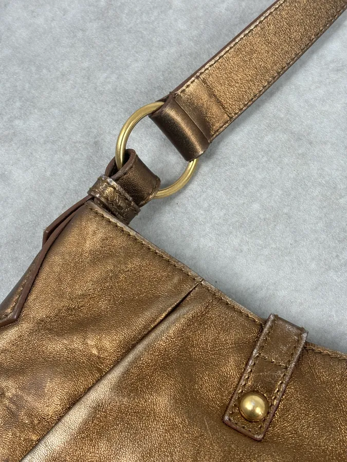 AW2006 Yves Saint Laurent Bronze Leather Bow Shoulder Bag - Image 12