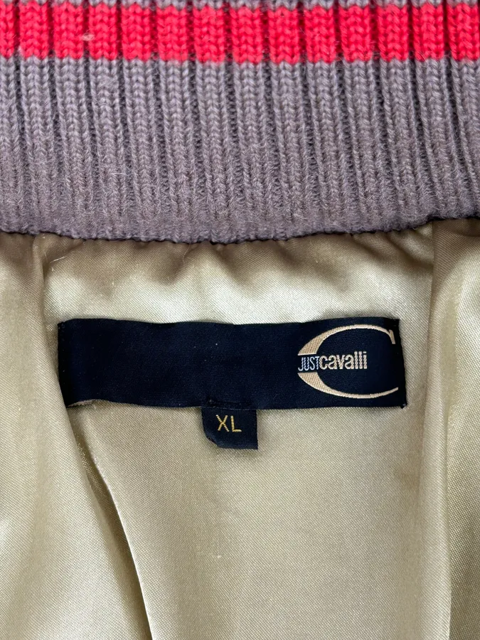AW2007 Cavalli Beige Nylon Quilted Fur-Trimmed Bomber Jacket - Image 9