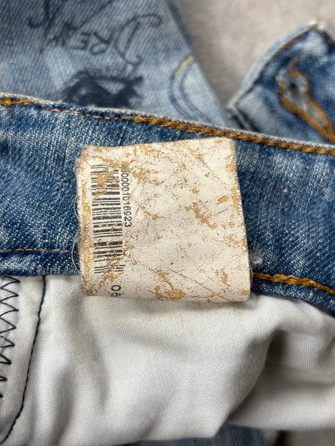 AW2007 Cavalli Blue Denim Painted Abstract Jeans - Image 12