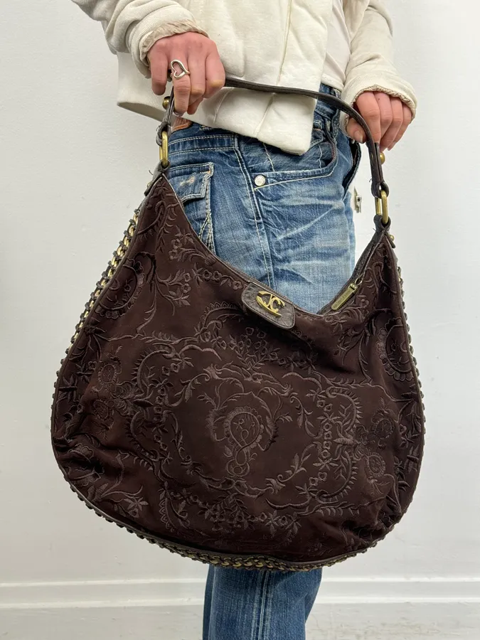AW2007 Cavalli Brown Embroided Chain Handle Bag - Image 2