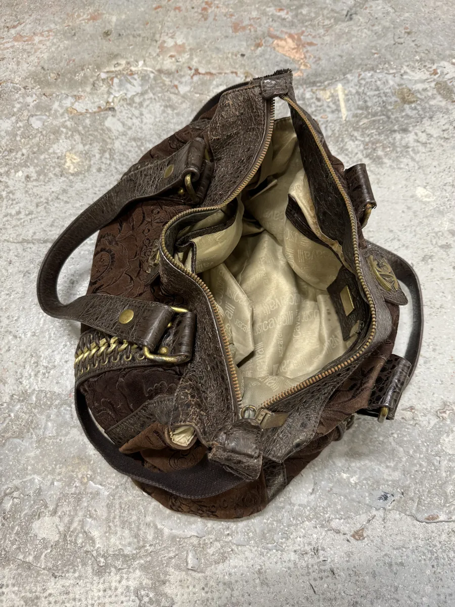 AW2007 Cavalli Brown Ornament Laced Crossbody Shoulder Bag - Image 13