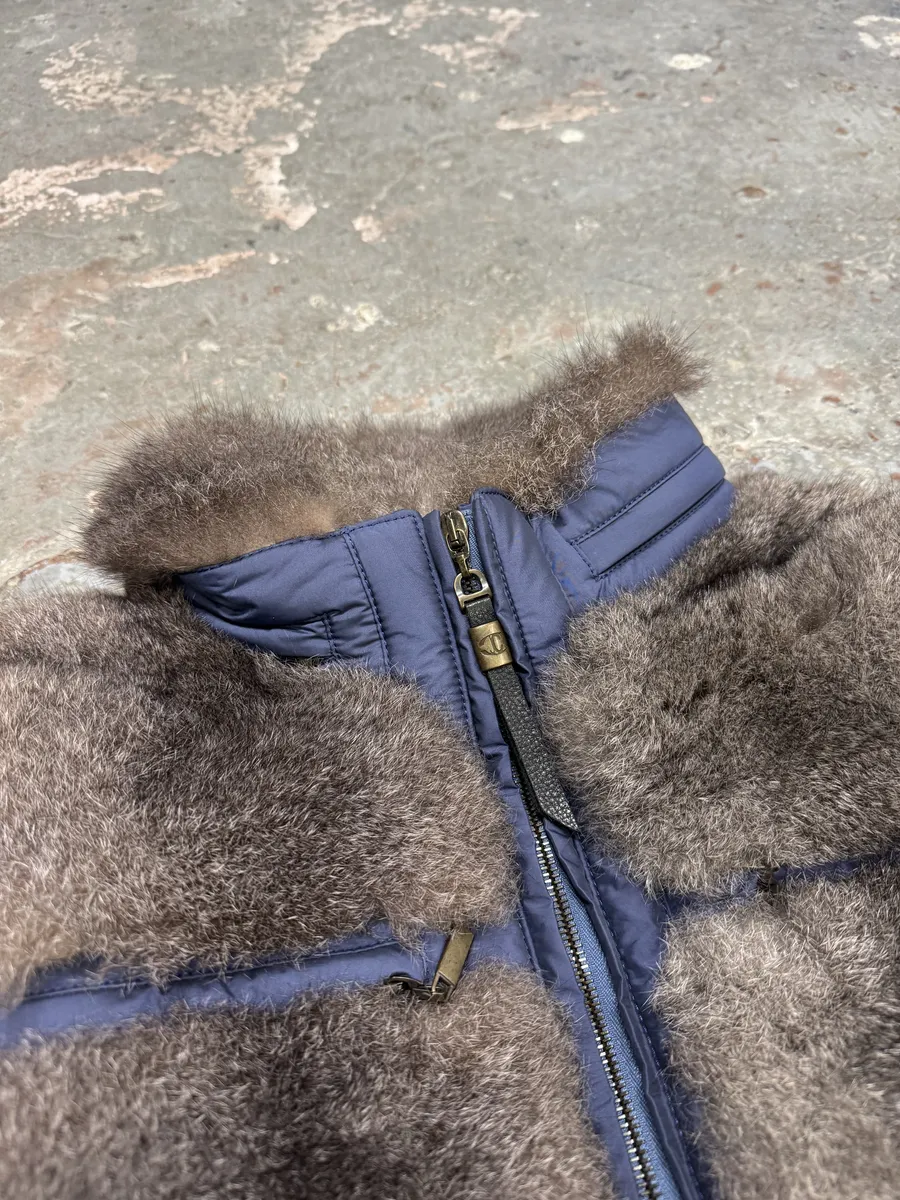 AW2007 Cavalli Fur Hybrid Navy Puffer Jacket - Image 8