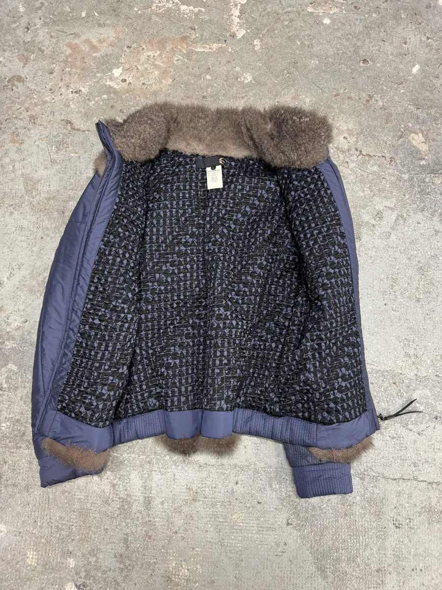 AW2007 Cavalli Fur Hybrid Navy Puffer Jacket - Image 9