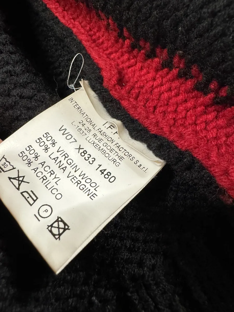 AW2007 Dirk Bikkembergs Black & Red Lined Wool Zip-up Sweater - Image 5