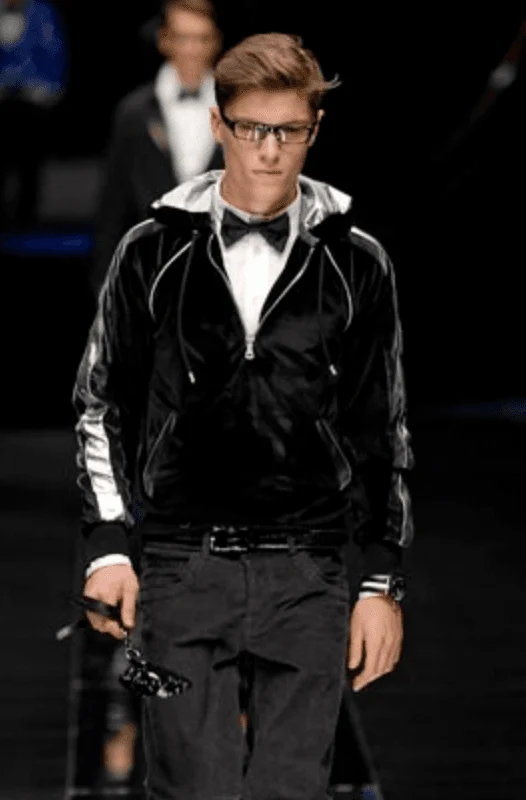 AW2007 Dolce & Gabbana Black & Silver Grey Velvet Zip-up Sweater - Image 2