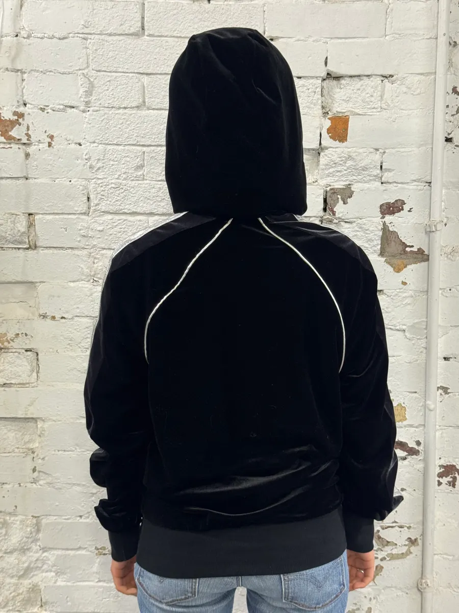 AW2007 Dolce & Gabbana Black Velvet Metallic Zip Hoodie - Image 5
