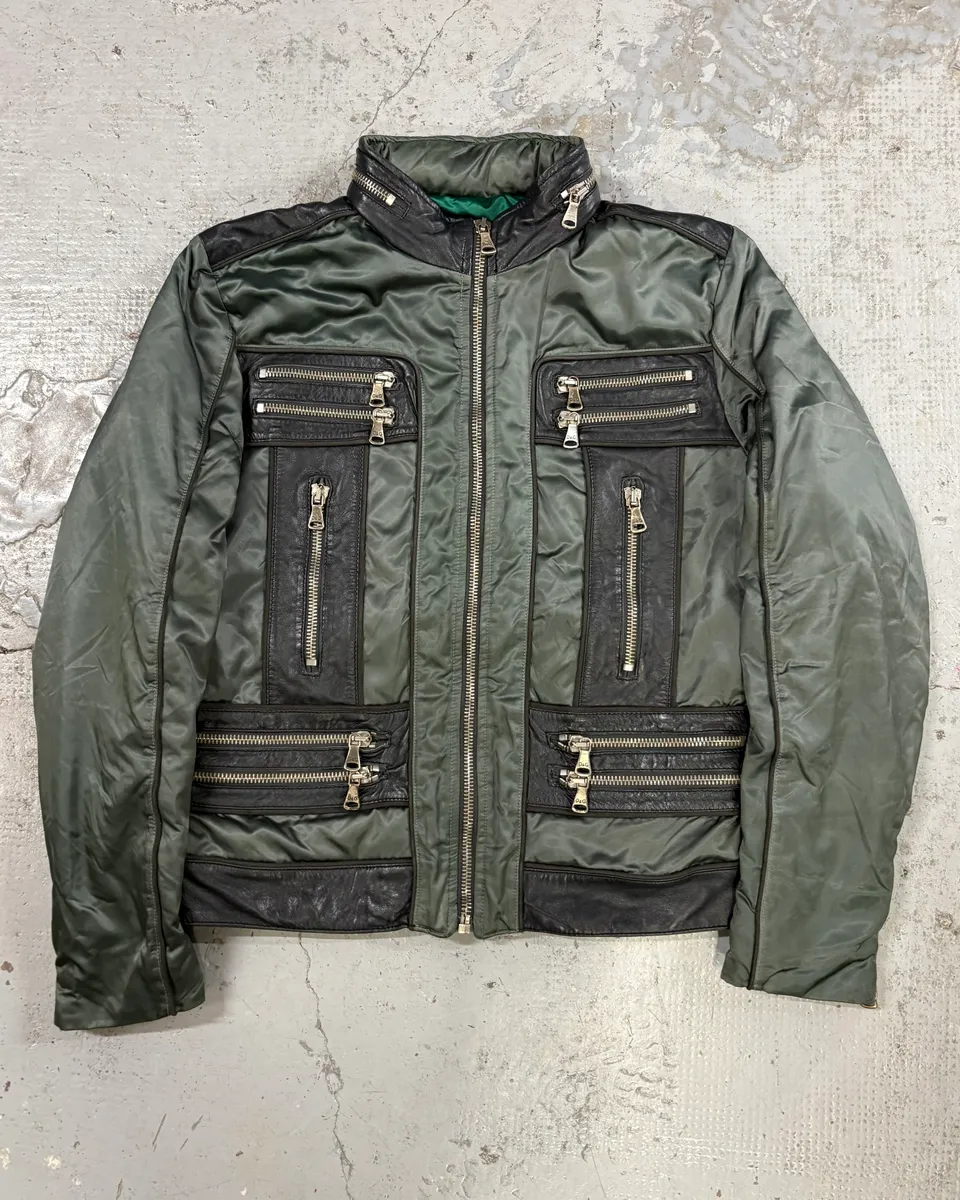 AW2007 Dolce & Gabbana Green Hybrid Nylon Leather Jacket