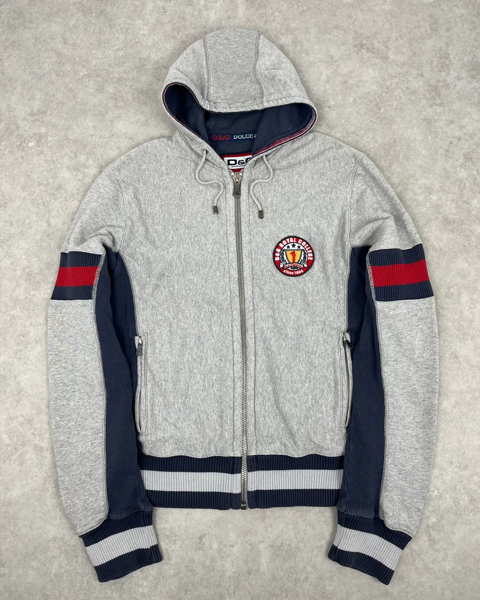 AW2007 Dolce & Gabbana Grey Royal College Zip-up Hoodie