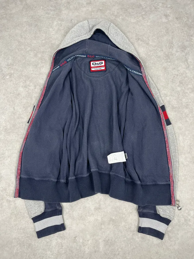 AW2007 Dolce & Gabbana Grey Royal College Zip-up Hoodie - Image 8