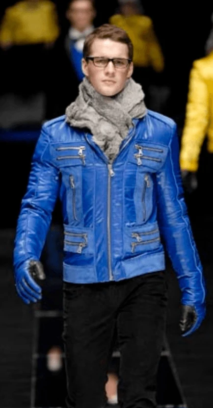 AW2007 Dolce & Gabbana Hybrid Multi-Zip Blue Leather Nylon Jacket - Image 2