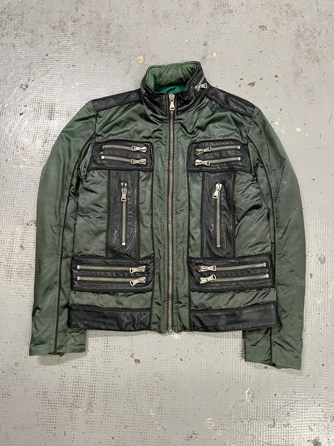 AW2007 Dolce & Gabbana Khaki Hybrid Nylon Leather Jacket