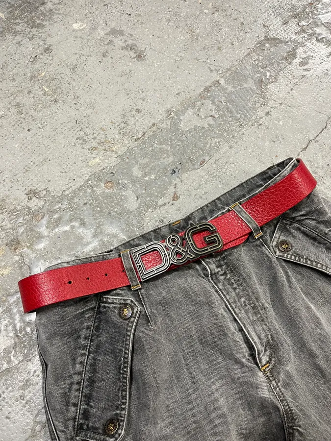 AW2007 Dolce & Gabbana Red Leather Belt - Image 2