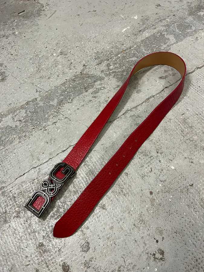 AW2007 Dolce & Gabbana Red Leather Belt - Image 4