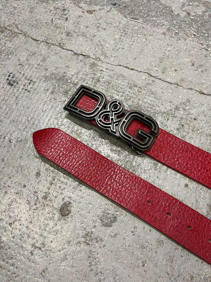 AW2007 Dolce & Gabbana Red Leather Belt - Image 5