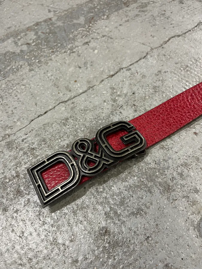 AW2007 Dolce & Gabbana Red Leather Belt - Image 6