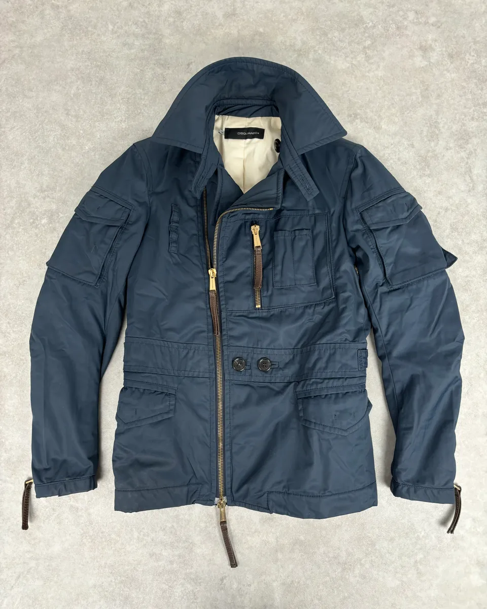 AW2007 Dsquared2 Asymmetrical Navy Cargo Jacket - Image 2