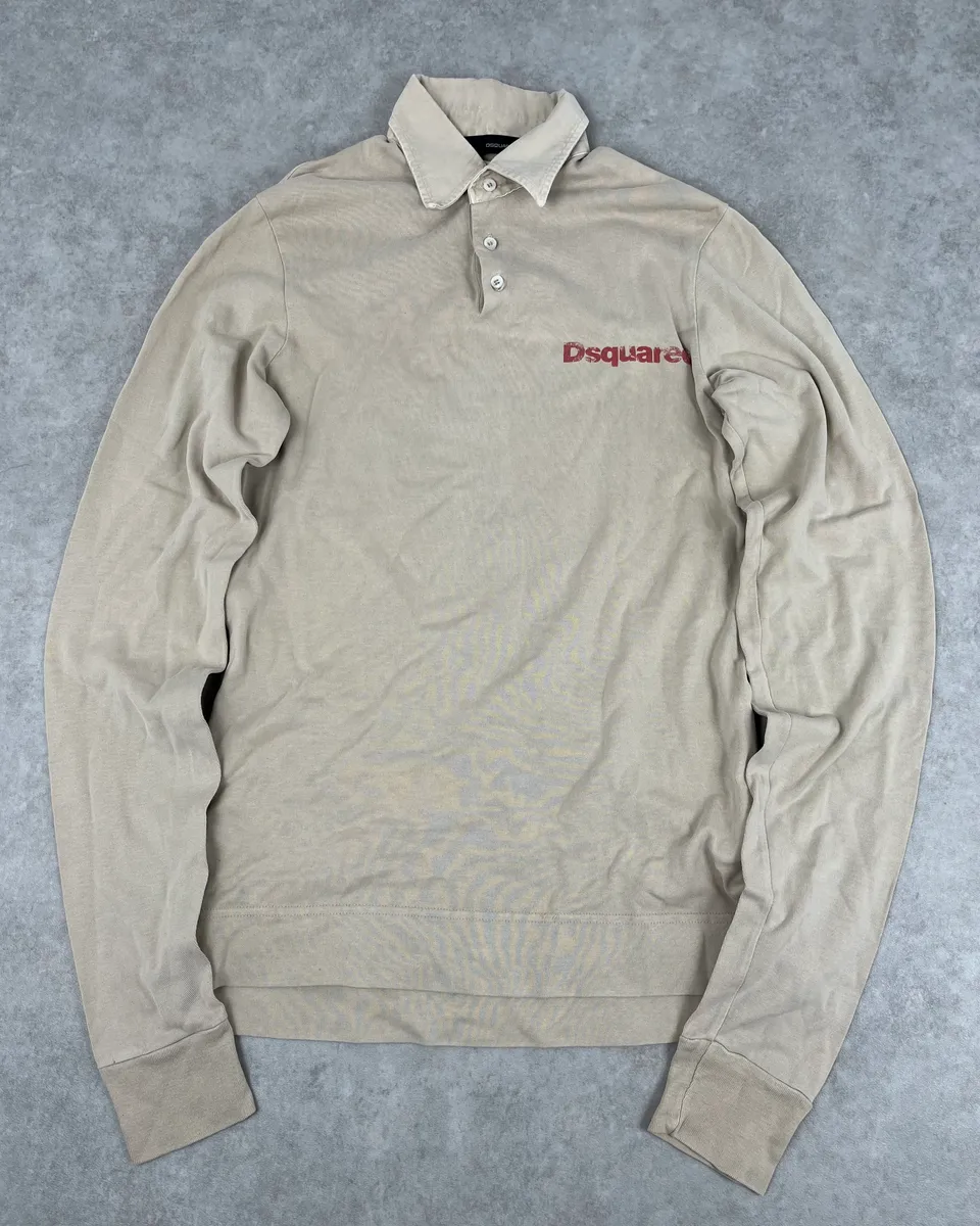 AW2007 Dsquared2 Beige Dog Longsleeve Polo - Image 3