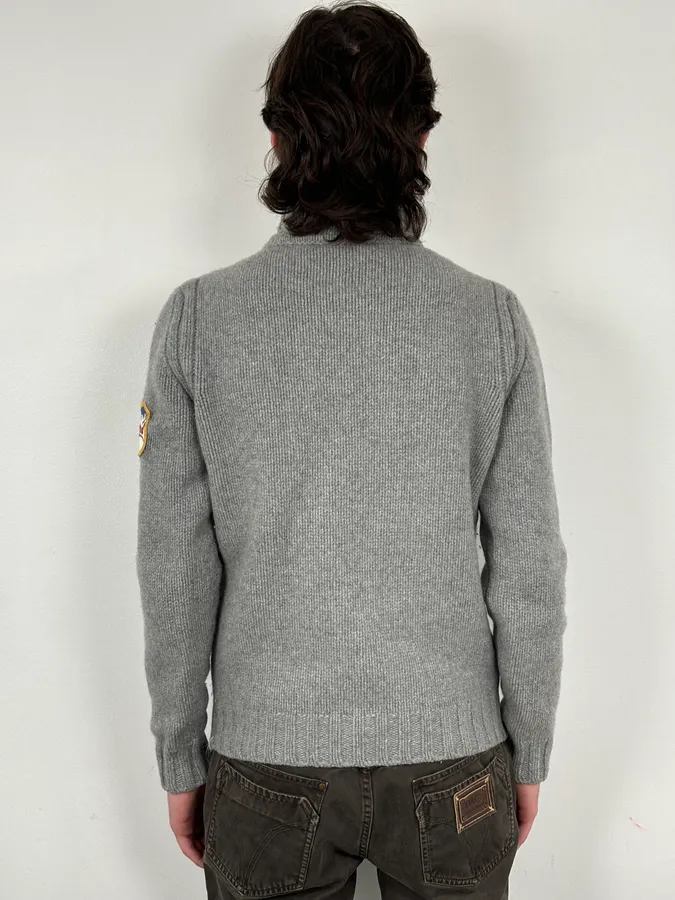 AW2007 Dsquared2 Grey Wool Embroidered Patch Turtleneck - Image 3