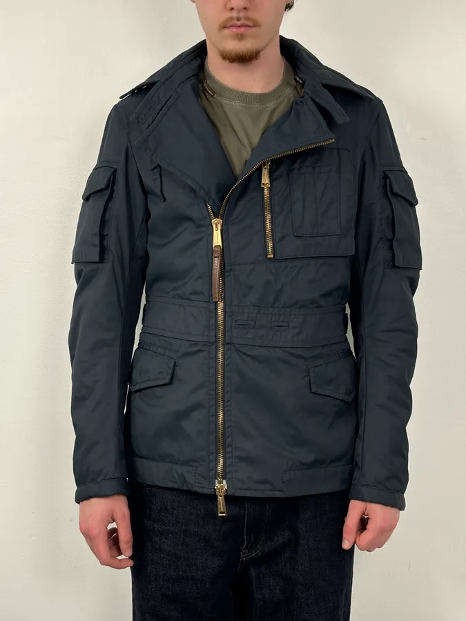 AW2007 Dsquared2 Navy Asymmetrical Cargo Zip Jacket - Image 3
