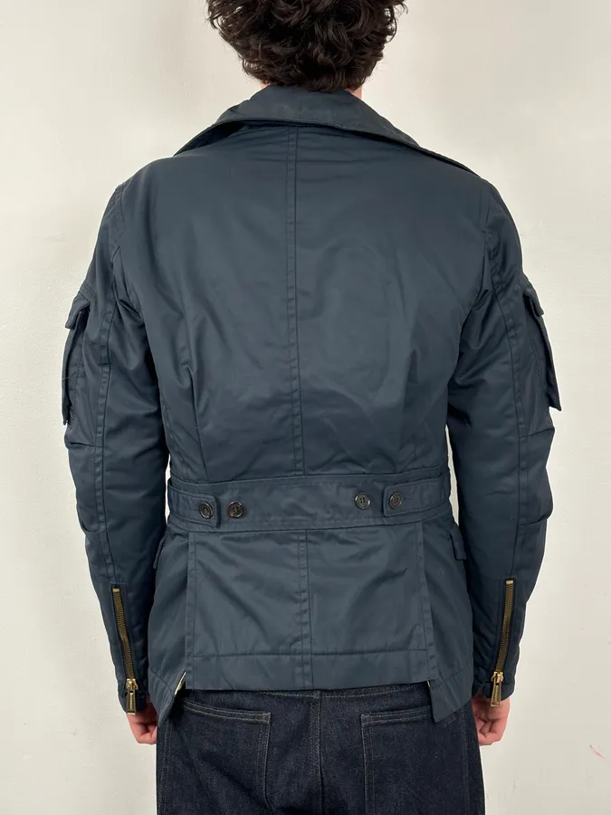 AW2007 Dsquared2 Navy Asymmetrical Cargo Zip Jacket - Image 4