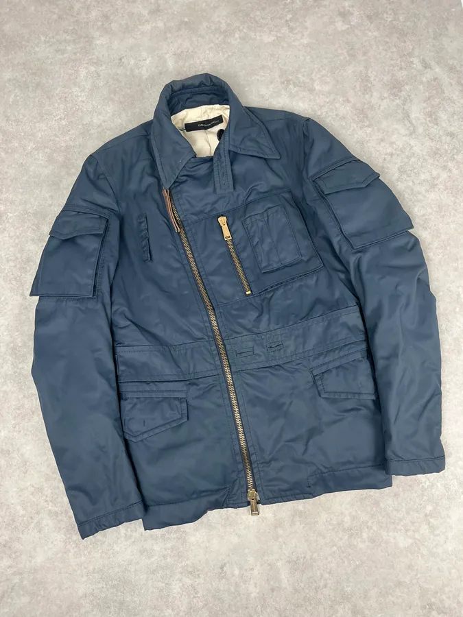 AW2007 Dsquared2 Navy Asymmetrical Cargo Zip Jacket - Image 5