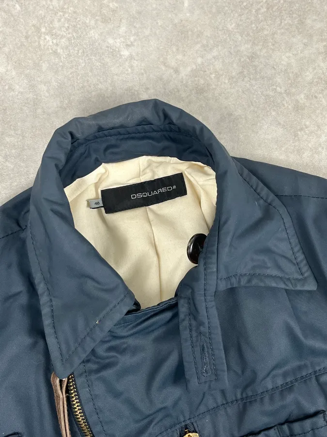 AW2007 Dsquared2 Navy Asymmetrical Cargo Zip Jacket - Image 6
