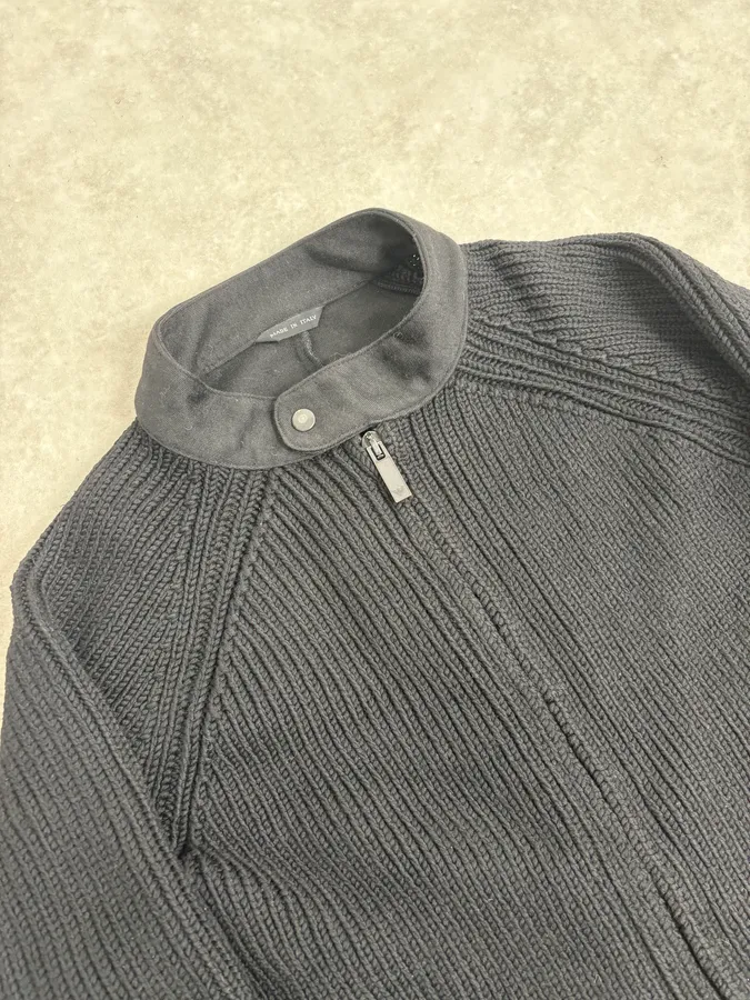 AW2007 Emporio Armani Black Premium Wool Biker Zip-up Sweater - Image 5