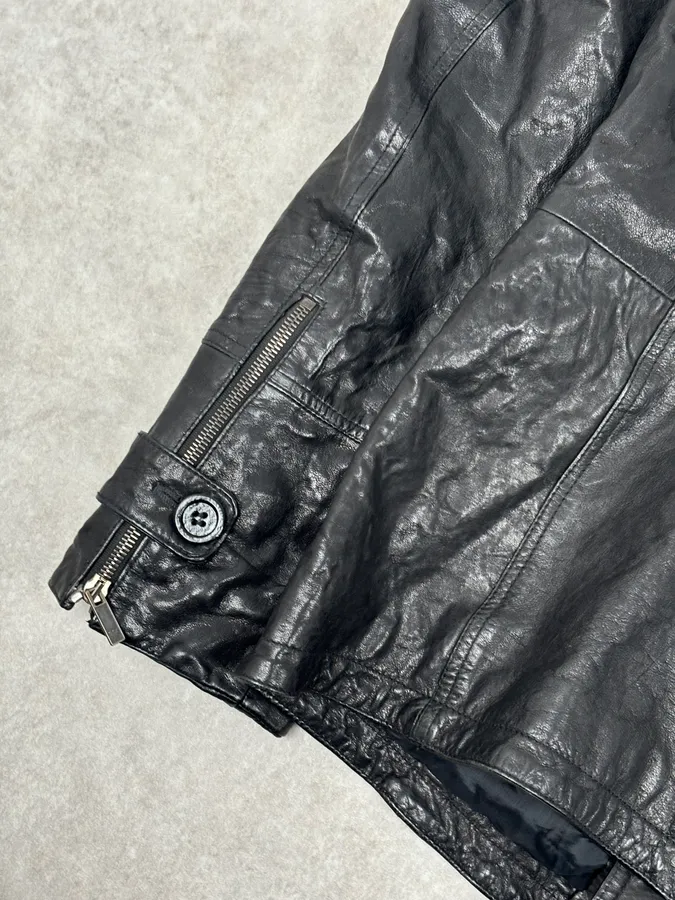 AW2007 Emporio Armani Multi-Pocket Black Leather Jacket - Image 9