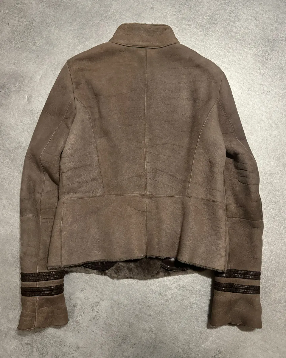 AW2007 Emporio Armani Sample Asymmetrical Tern Captain Fur Leather Jacket - Image 2
