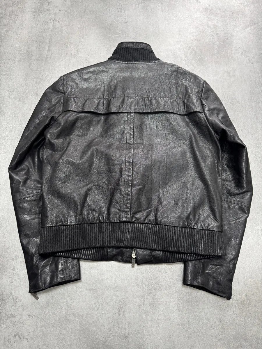 AW2007 Emporio Armani Textured Black Leather Jacket - Image 3