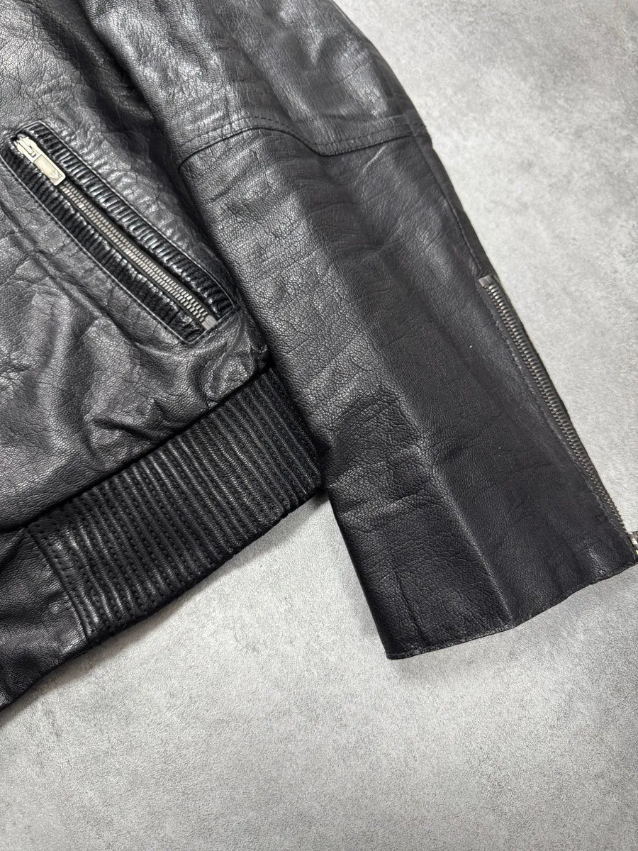AW2007 Emporio Armani Textured Black Leather Jacket - Image 4