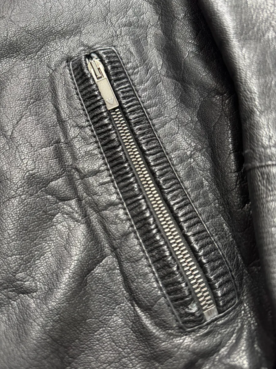 AW2007 Emporio Armani Textured Black Leather Jacket - Image 6